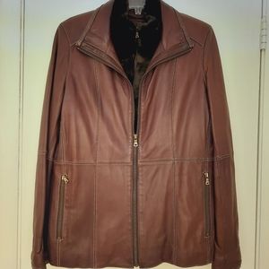 Marc New York brown soft leather removable lined insulated jacket size XL.